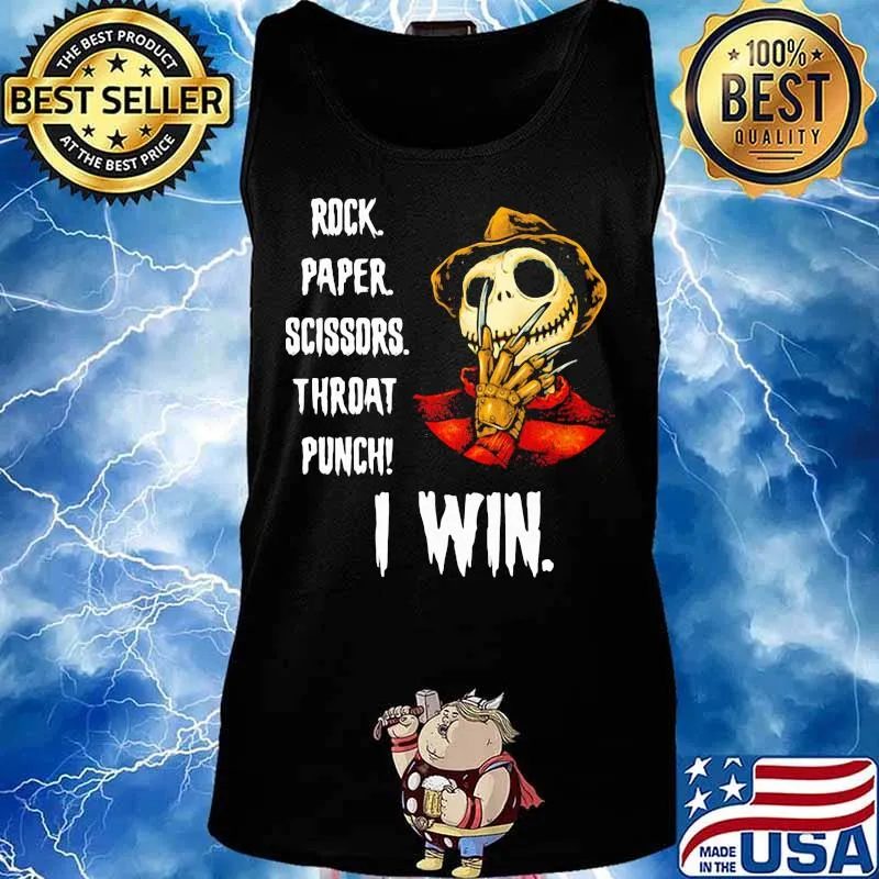 Halloween freddy krueger jack skellington rock paper scissors throat punch i win s Tank top
