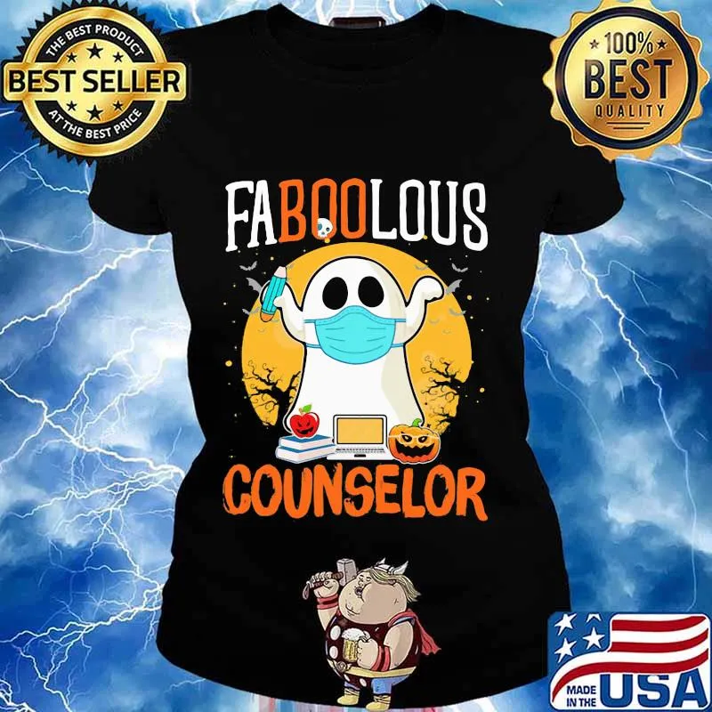Halloween ghost mask faboolous counselor s Ladies tee