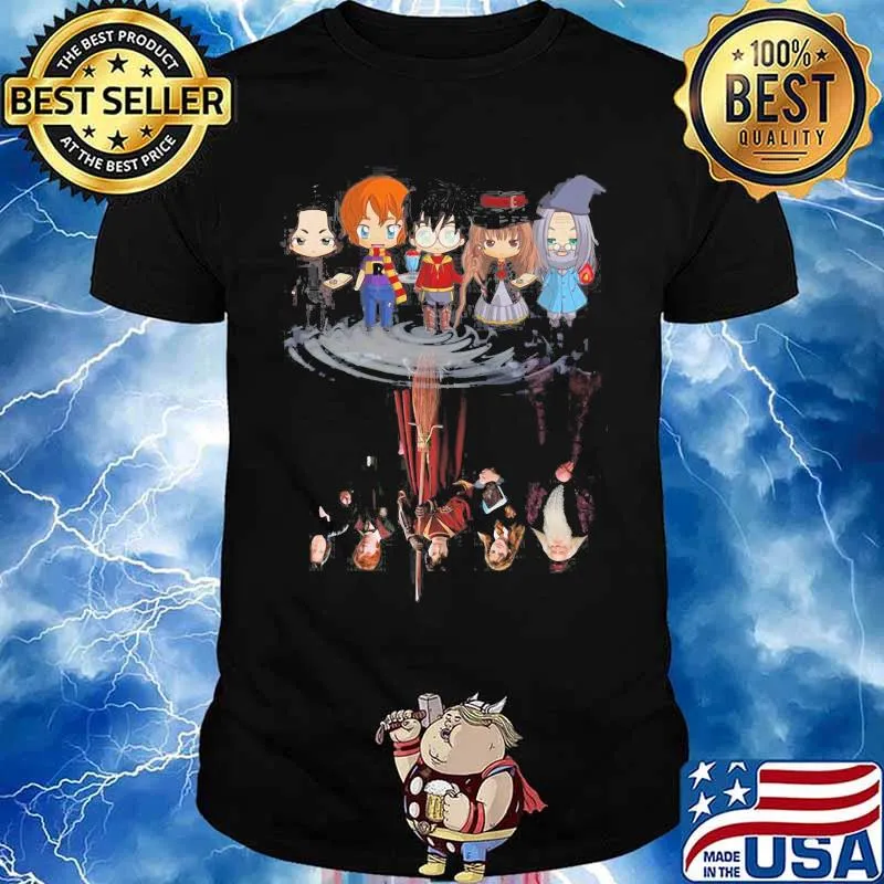 Halloween harry potter characters chibi water reflection shirt