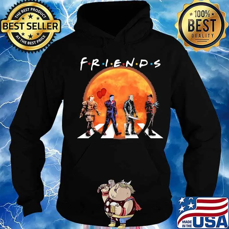 Halloween horror characters crossing the line friends moon s Hoodie