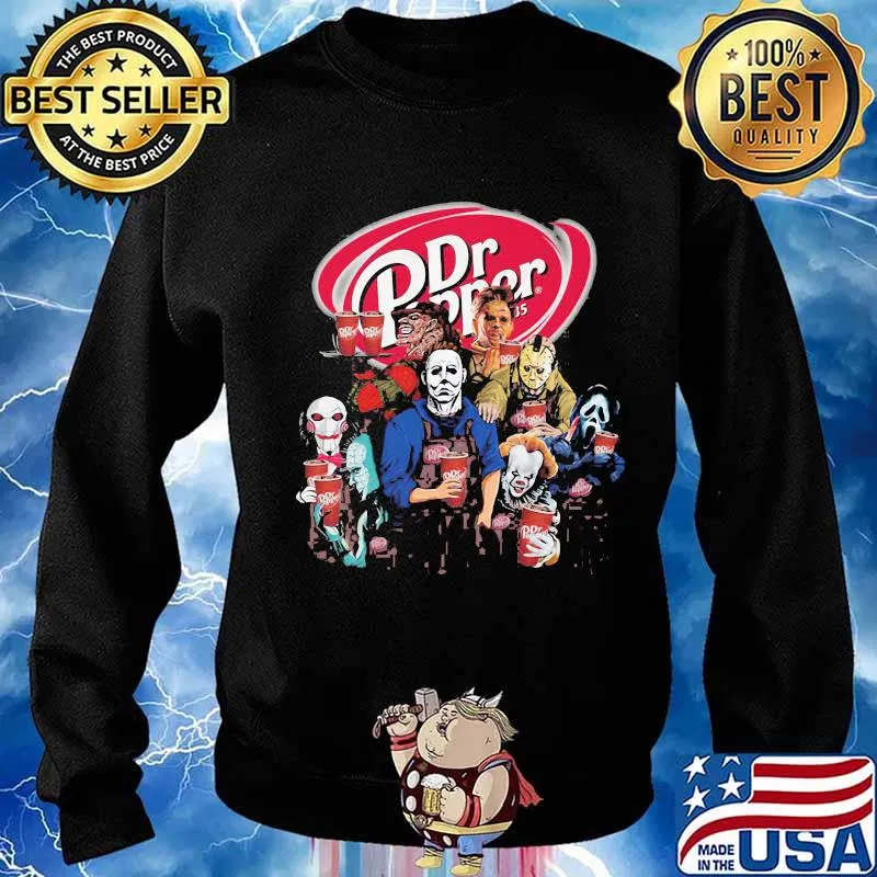 Halloween horror characters dr pepper logo s Sweater