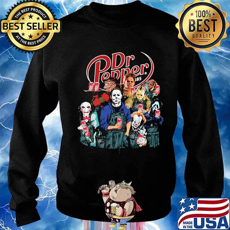 Halloween horror characters dr pepper logo s Sweater