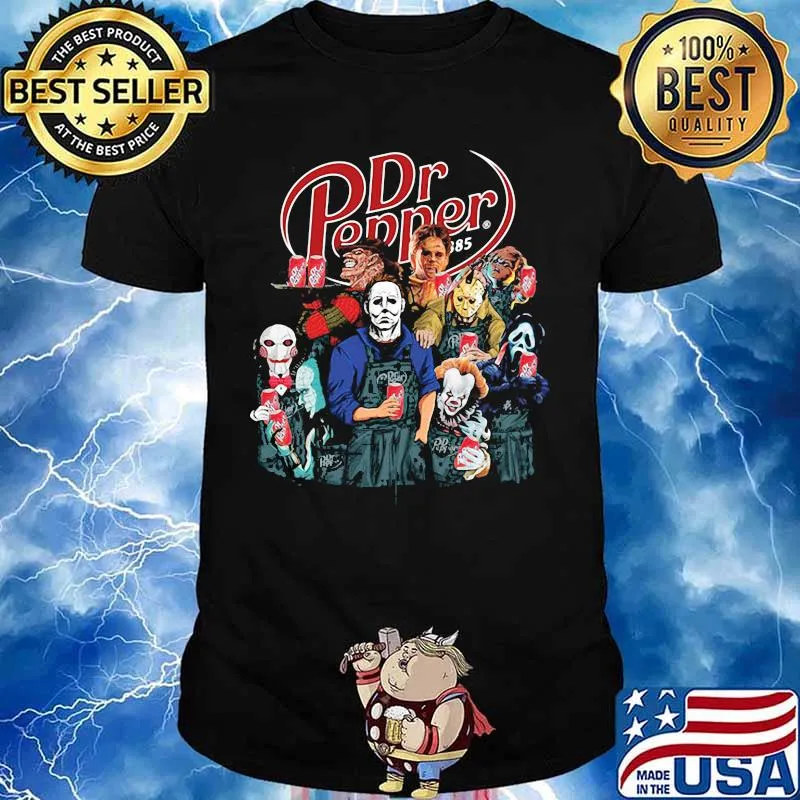 Halloween horror characters dr pepper logo shirt