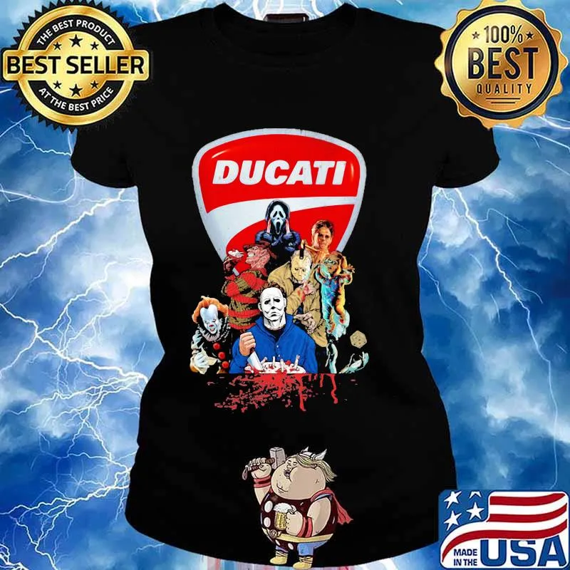 Halloween horror characters ducati logo s Ladies tee