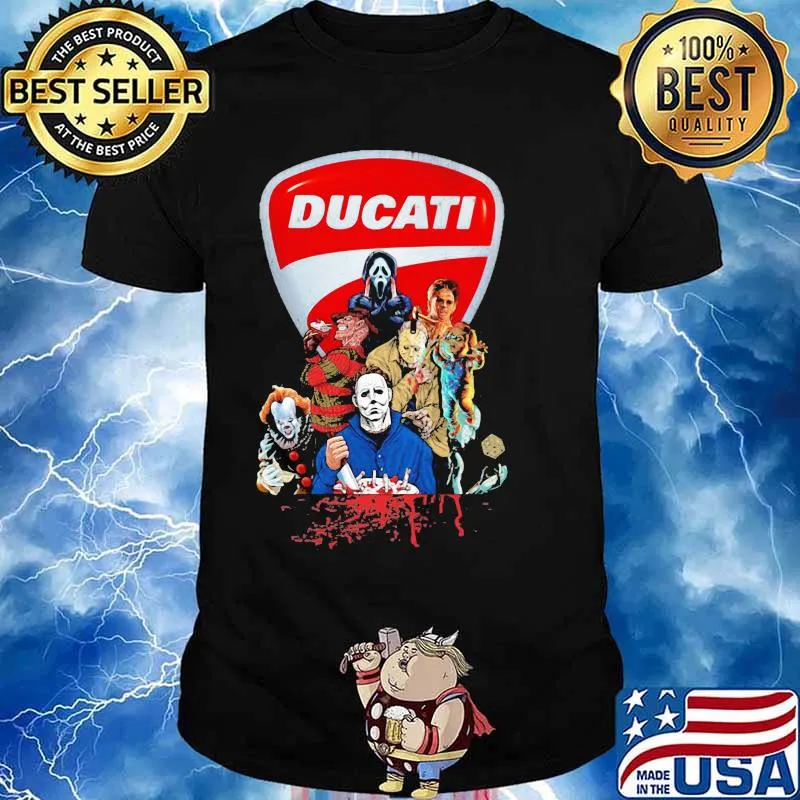 Halloween horror characters ducati logo shirt