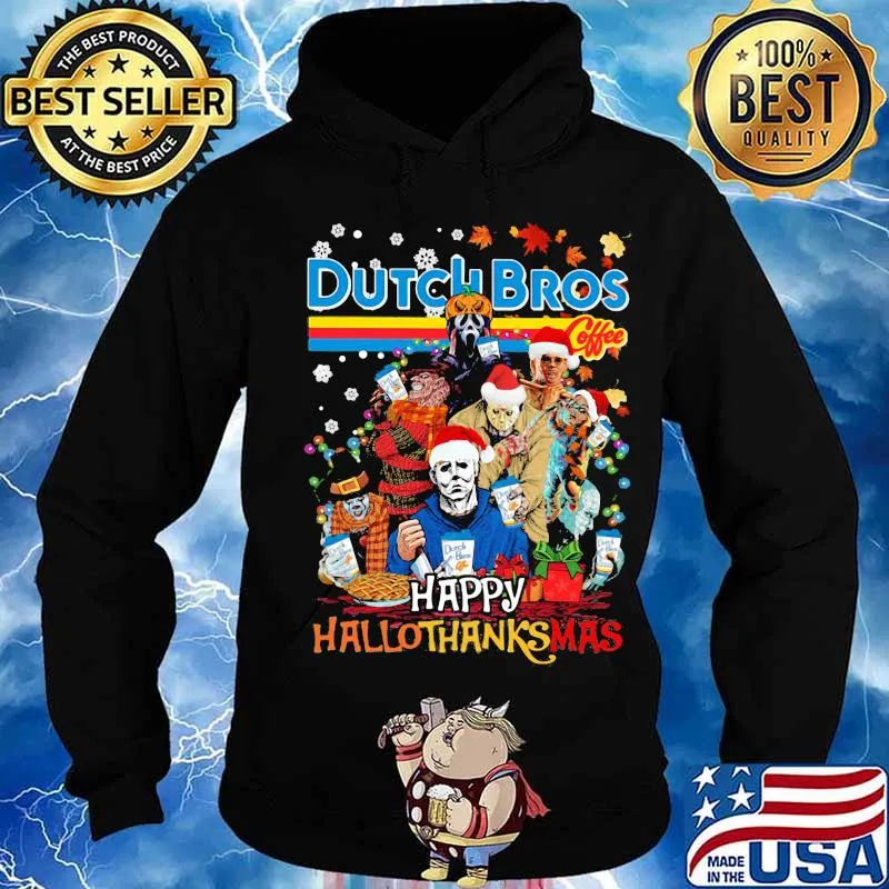 Halloween horror characters dutch bros happy hallothanksmas halloween thanksgiving christmas s Hoodie