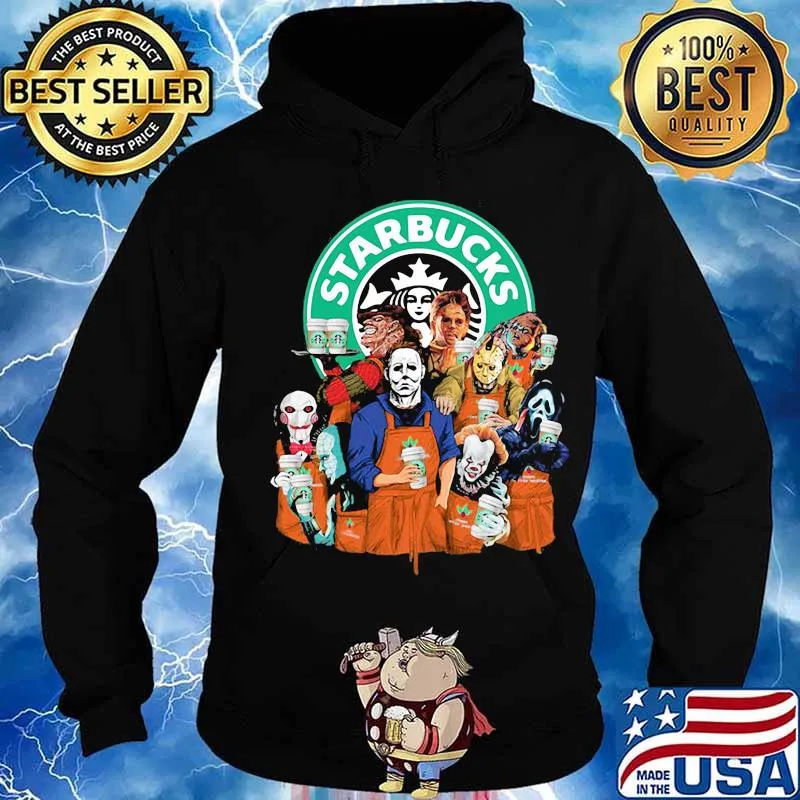 Halloween horror characters starbucks coffee s Hoodie