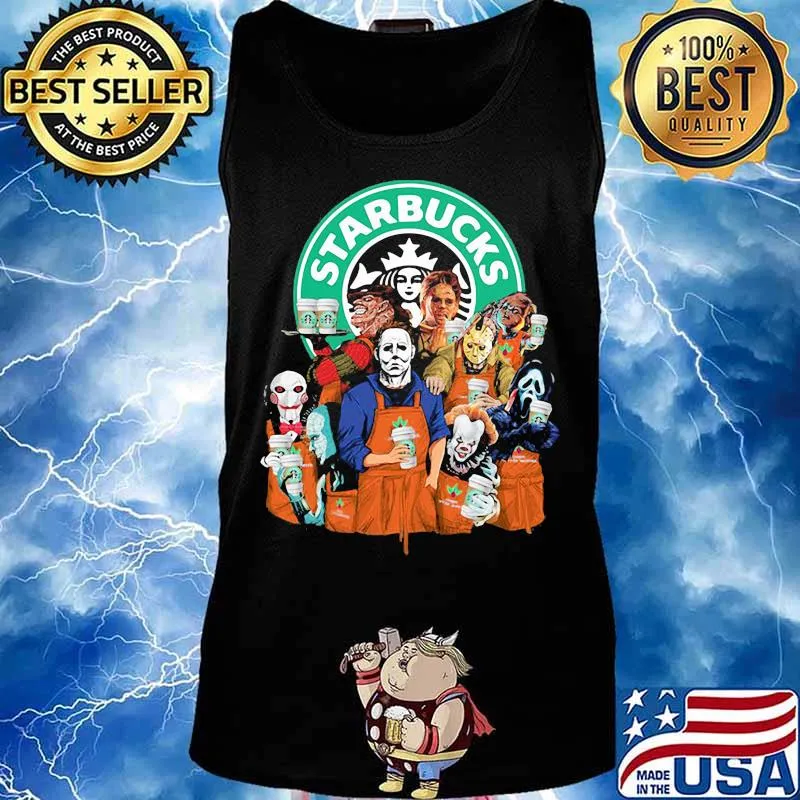 Halloween horror characters starbucks coffee s Tank top