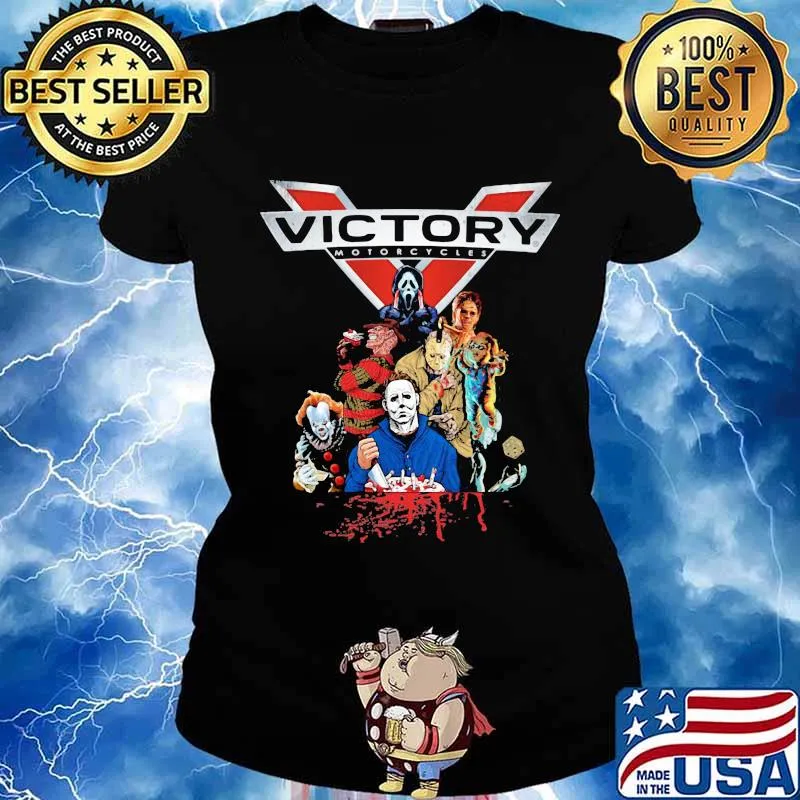 Halloween horror characters victory motorcycle logo s Ladies tee