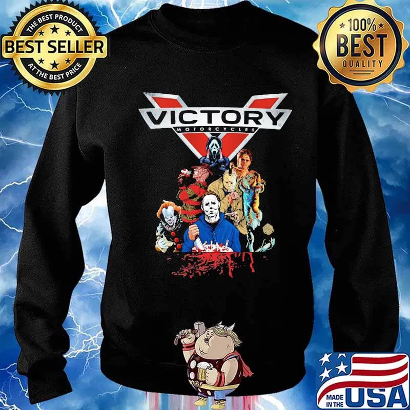 Halloween horror characters victory motorcycle logo s Sweater