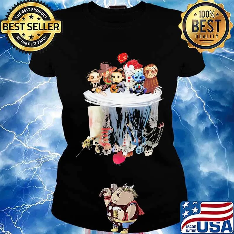 Halloween horror characters water mirror reflection s Ladies tee