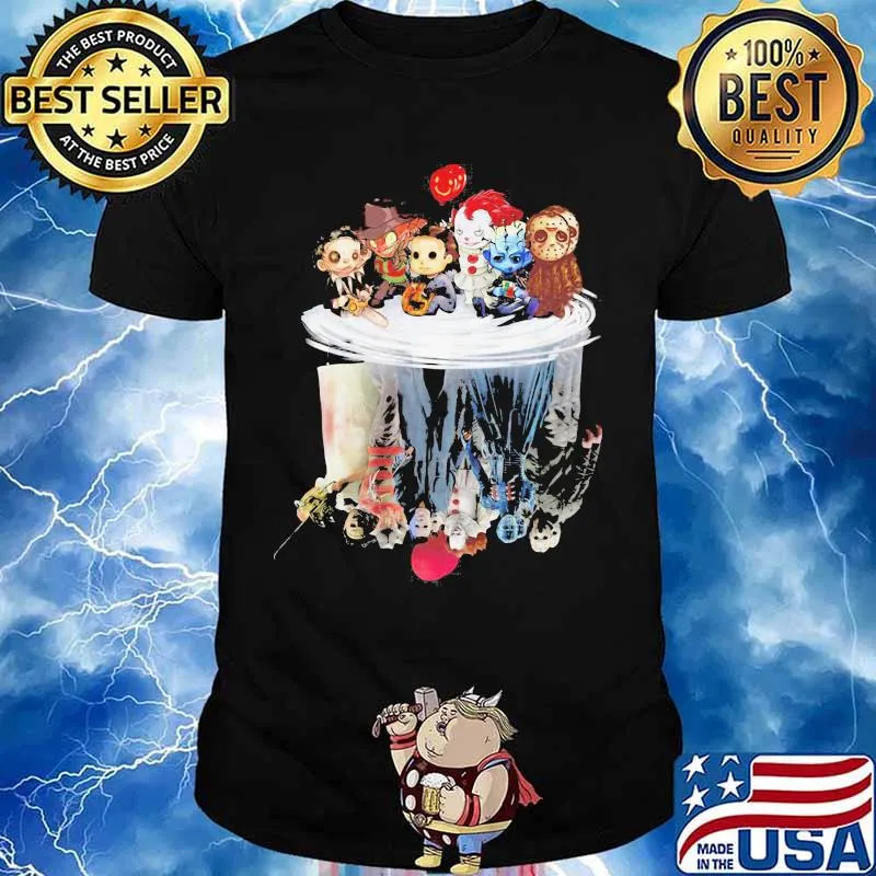 Halloween horror characters water mirror reflection shirt