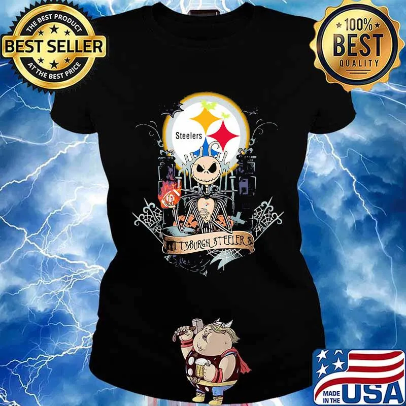 Halloween jack skellington pittsburgh steelers moon s Ladies tee