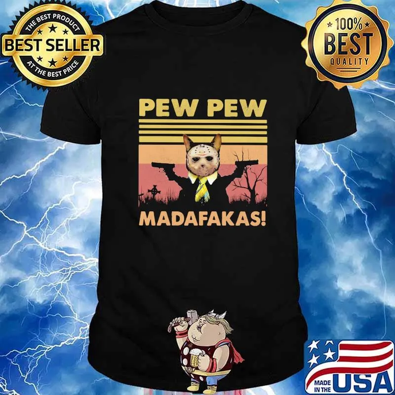 Halloween jason voorhees cat pew pew madafakas vintage retro shirt