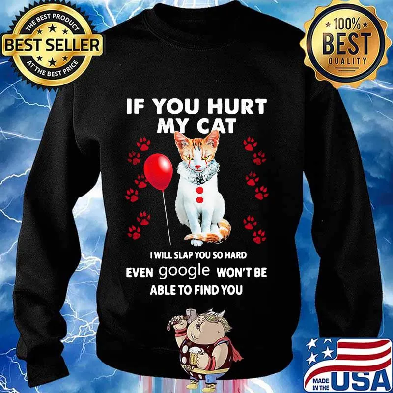 Halloween pennywise if you hurt my cat i will slap you so hard even google won't be able to find you s Sweater