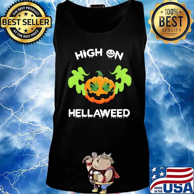 Halloween pumpkin weed high on hellaweed s Tank top