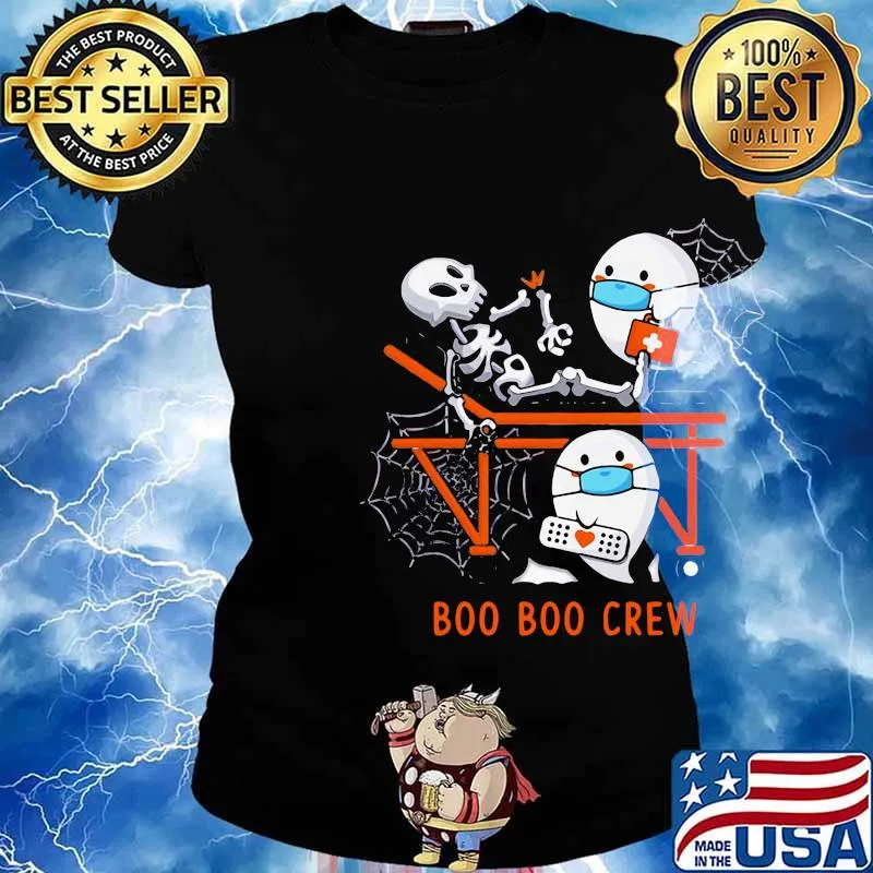 Halloween skeleton ghost nurse mask boo boo crew s Ladies tee