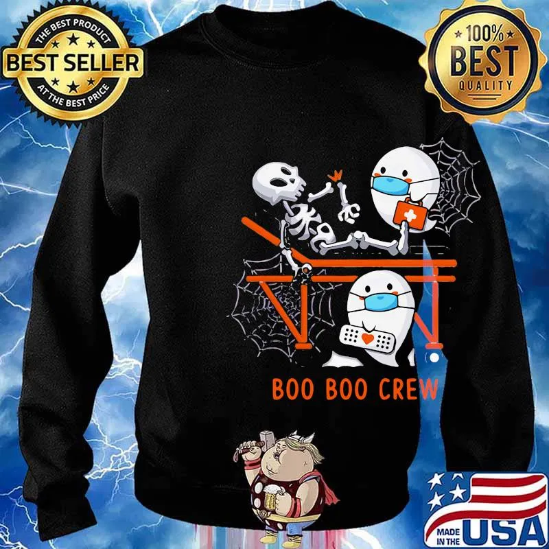 Halloween skeleton ghost nurse mask boo boo crew s Sweater
