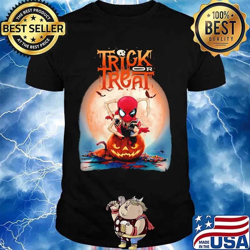 Halloween spiderman trick or treat pumpkins shirt