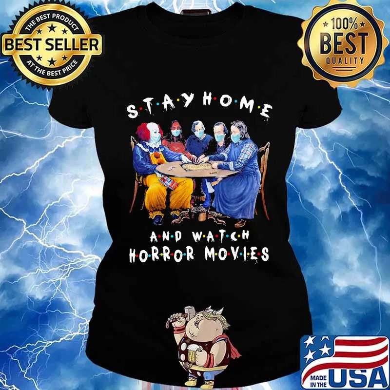 Halloween stay home and watch horror movies mask s Ladies tee