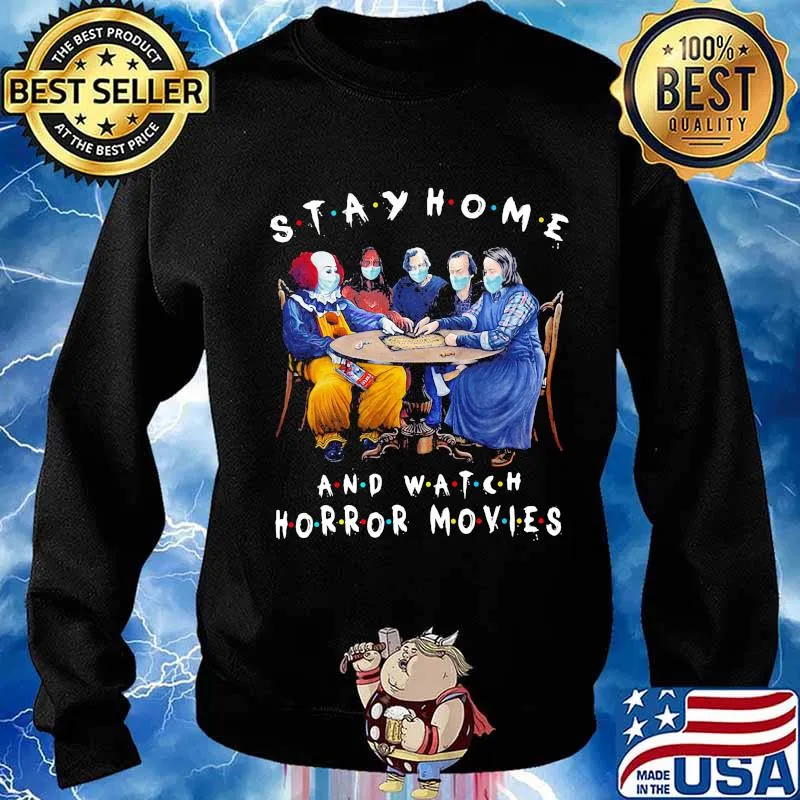 Halloween stay home and watch horror movies mask s Sweater