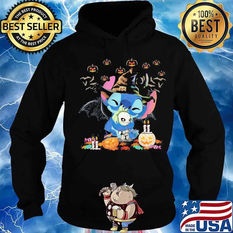 Halloween stitch witch hug pumpkins s Hoodie