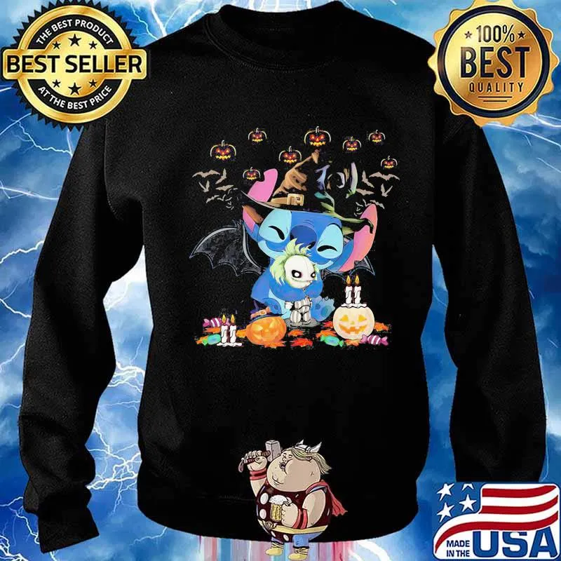 Halloween stitch witch hug pumpkins s Sweater