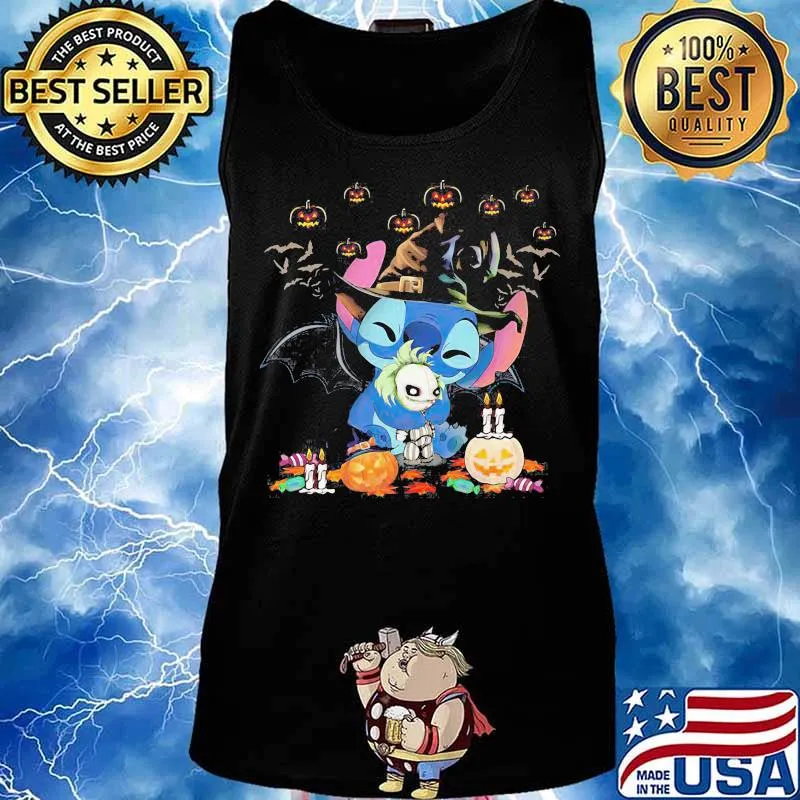Halloween stitch witch pumpkins s Tank top