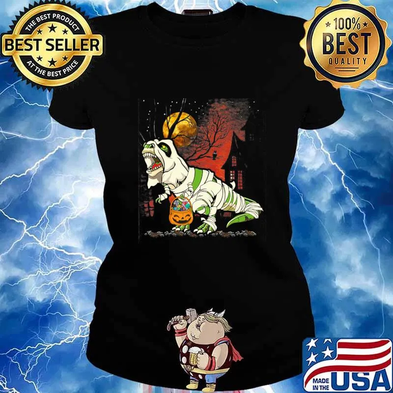 Halloween Tee for Boys Kids Dinosaur T rex Mummy Pumpkin T-Shirt Ladies tee
