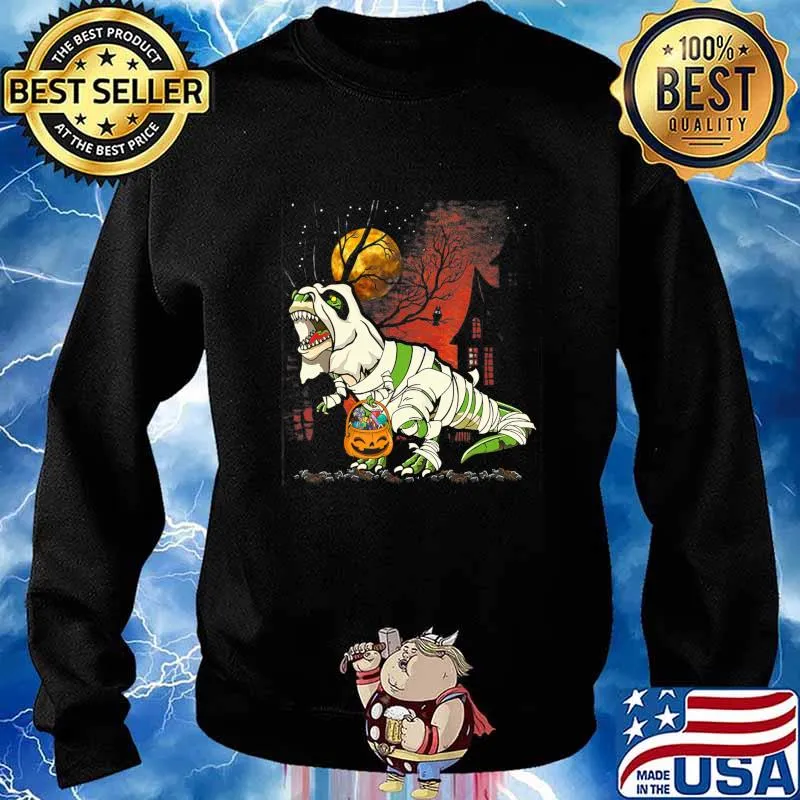 Halloween Tee for Boys Kids Dinosaur T rex Mummy Pumpkin T-Shirt Sweater