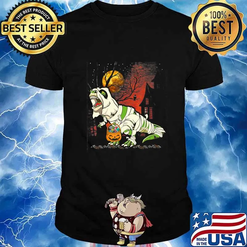 Halloween Tee for Boys Kids Dinosaur T rex Mummy Pumpkin T-Shirt