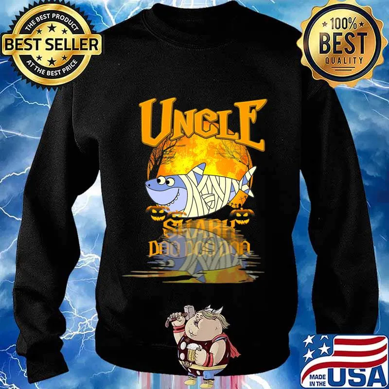 Halloween Uncle Shark Doo Doo Halloween Guitar Shadow T-Shirt Sweater