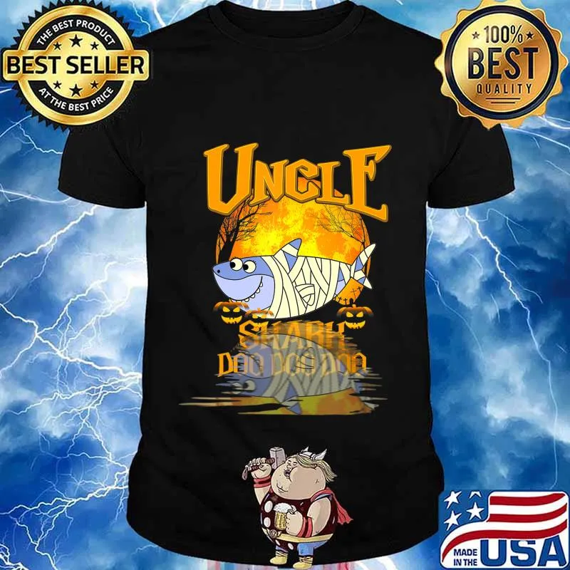Halloween Uncle Shark Doo Doo Halloween Guitar Shadow T-Shirt