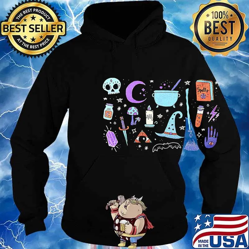 Halloween witch bat broom skull s Hoodie