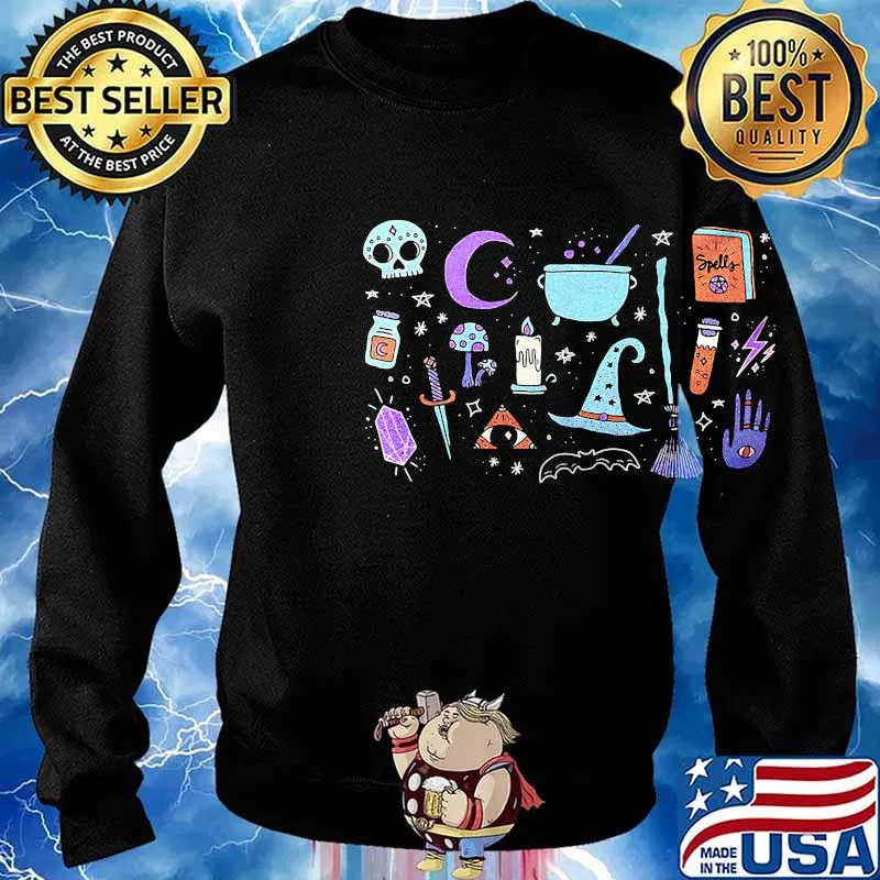 Halloween witch bat broom skull s Sweater
