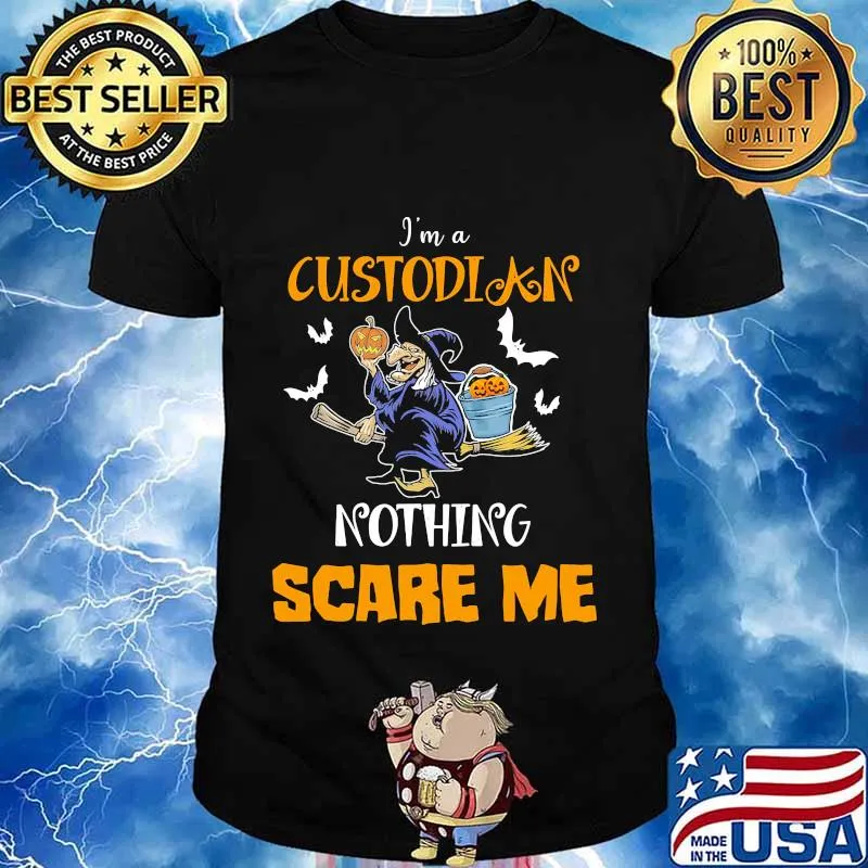 Halloween witch i'm a custodian nothing scare me pumpkins shirt