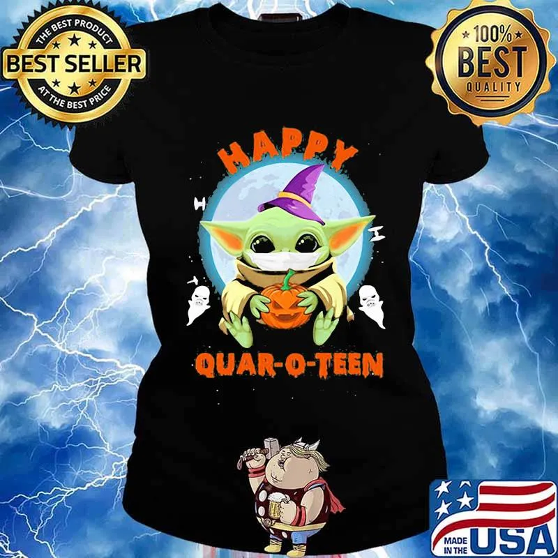 Happy halloween baby yoda witch quar-o-teen s Ladies tee