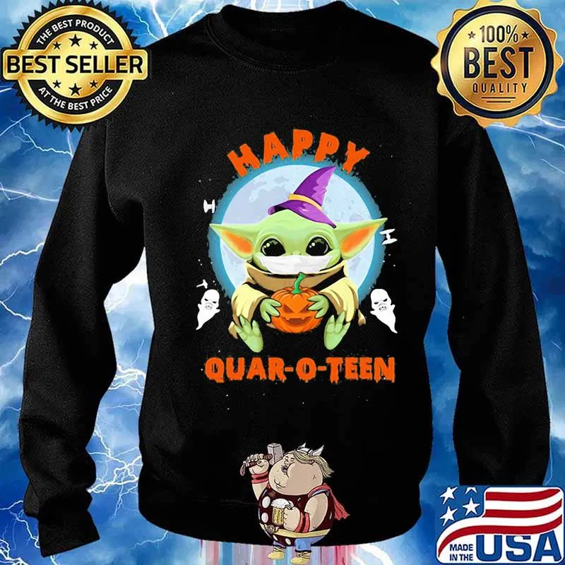 Happy halloween baby yoda witch quar-o-teen s Sweater