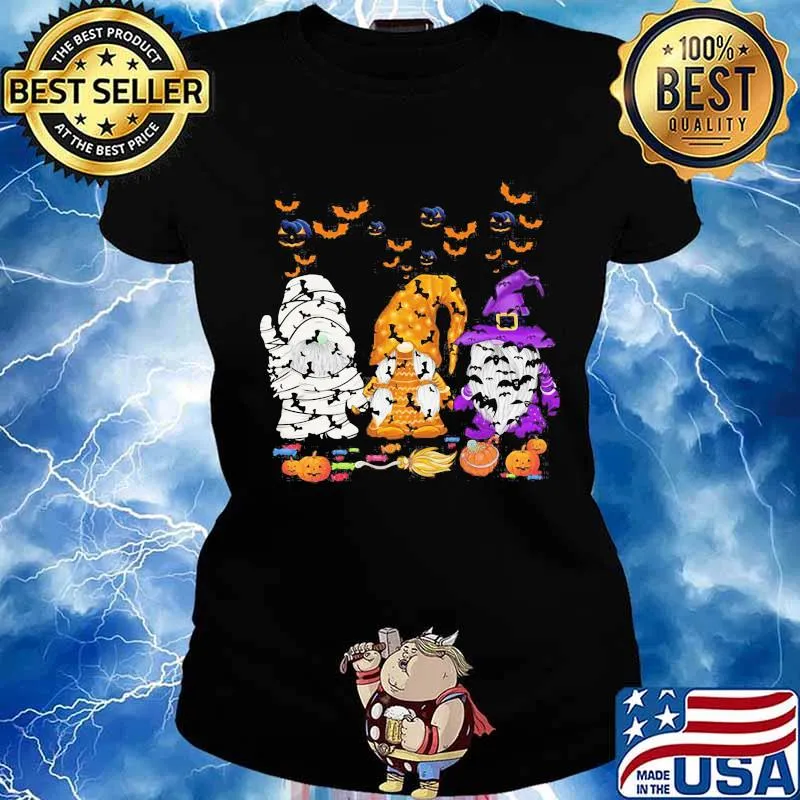 Happy halloween gnomes witch pumpkins s Ladies tee