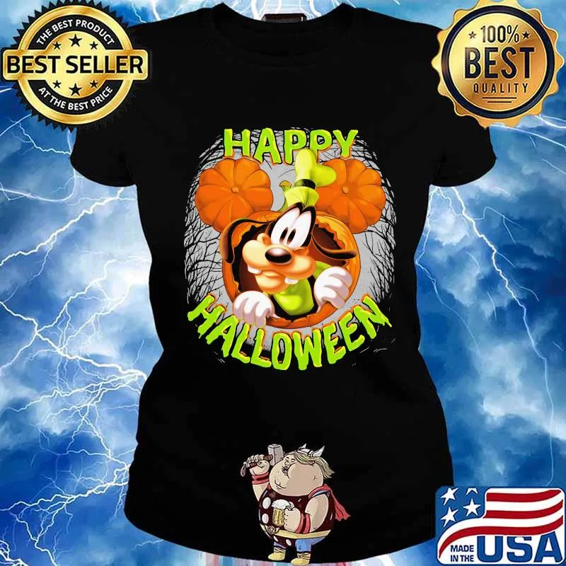 Happy halloween goofy dog pumpkins s Ladies tee