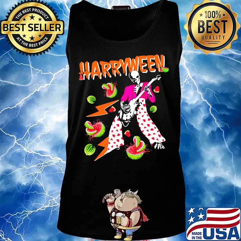 Happy halloween harry styles skeleton playing guitar watermelon s Tank top
