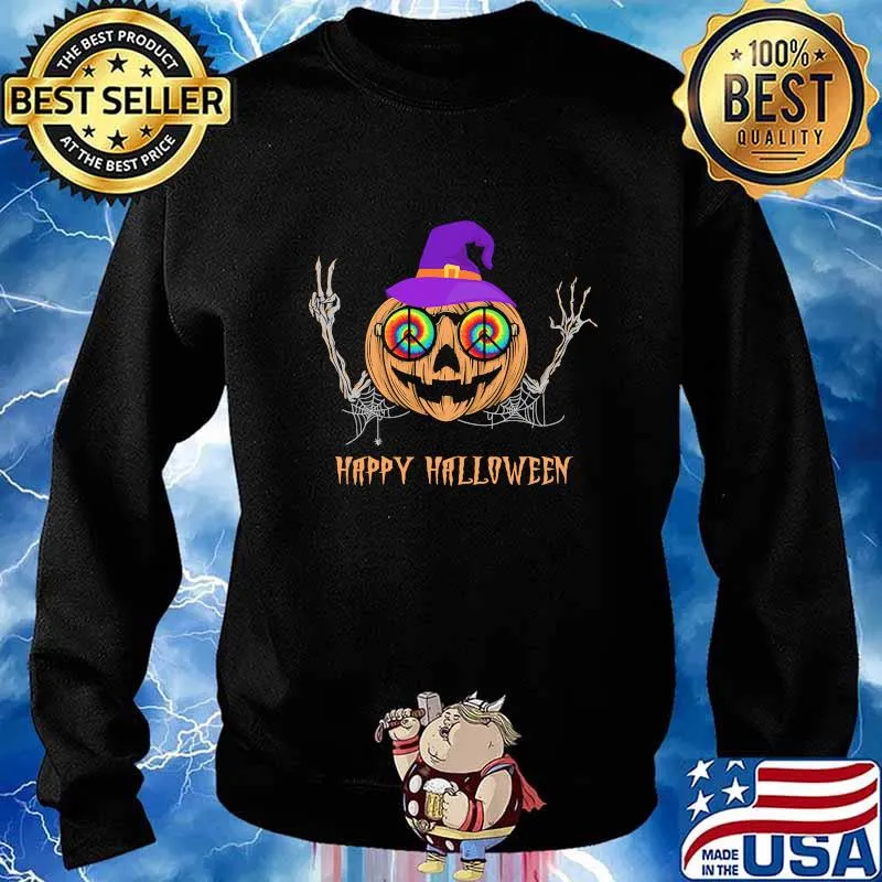 Happy halloween hippie pumpkin witch s Sweater