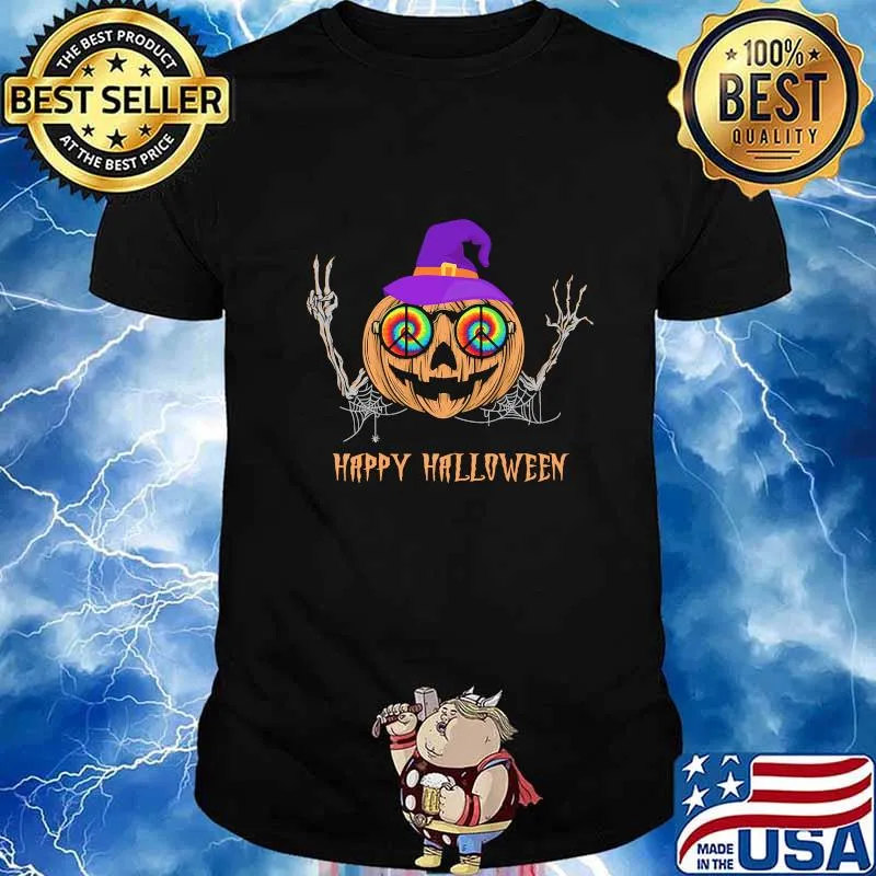 Happy halloween hippie pumpkin witch shirt