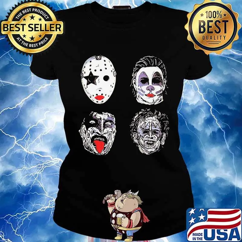 Happy halloween horror characters face s Ladies tee
