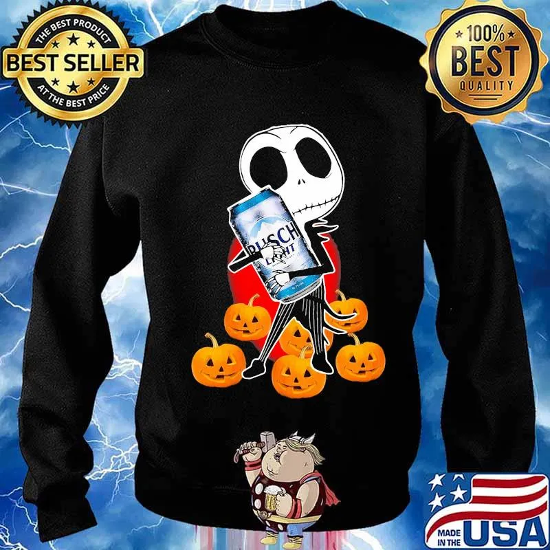 Happy halloween jack skellington hug busch light beer pumpkins s Sweater