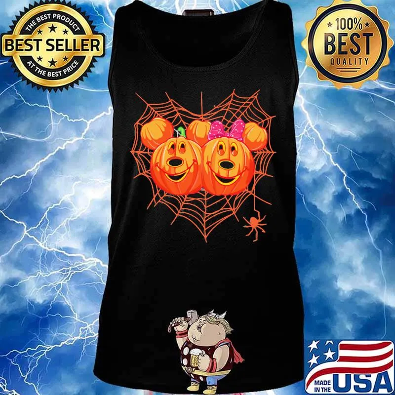 Happy halloween mickey and minnie mouse pumpkins heart spiderweb s Tank top