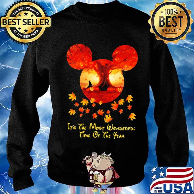Happy halloween mickey mouse it's the most wonderful time of the year leaves tree s Sweater