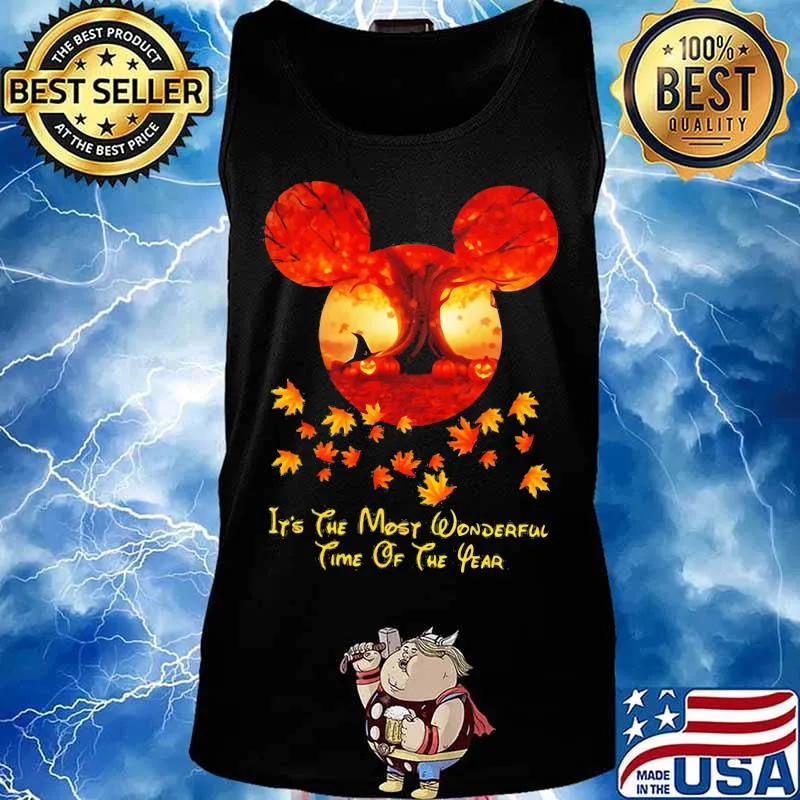 Happy halloween mickey mouse it's the most wonderful time of the year leaves tree s Tank top