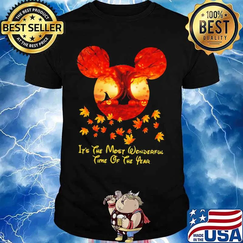 Happy halloween mickey mouse it's the most wonderful time of the year leaves tree shirt
