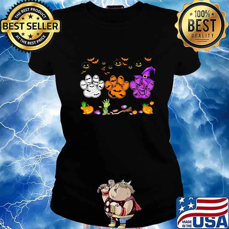 Happy halloween paw dogs witch s Ladies tee